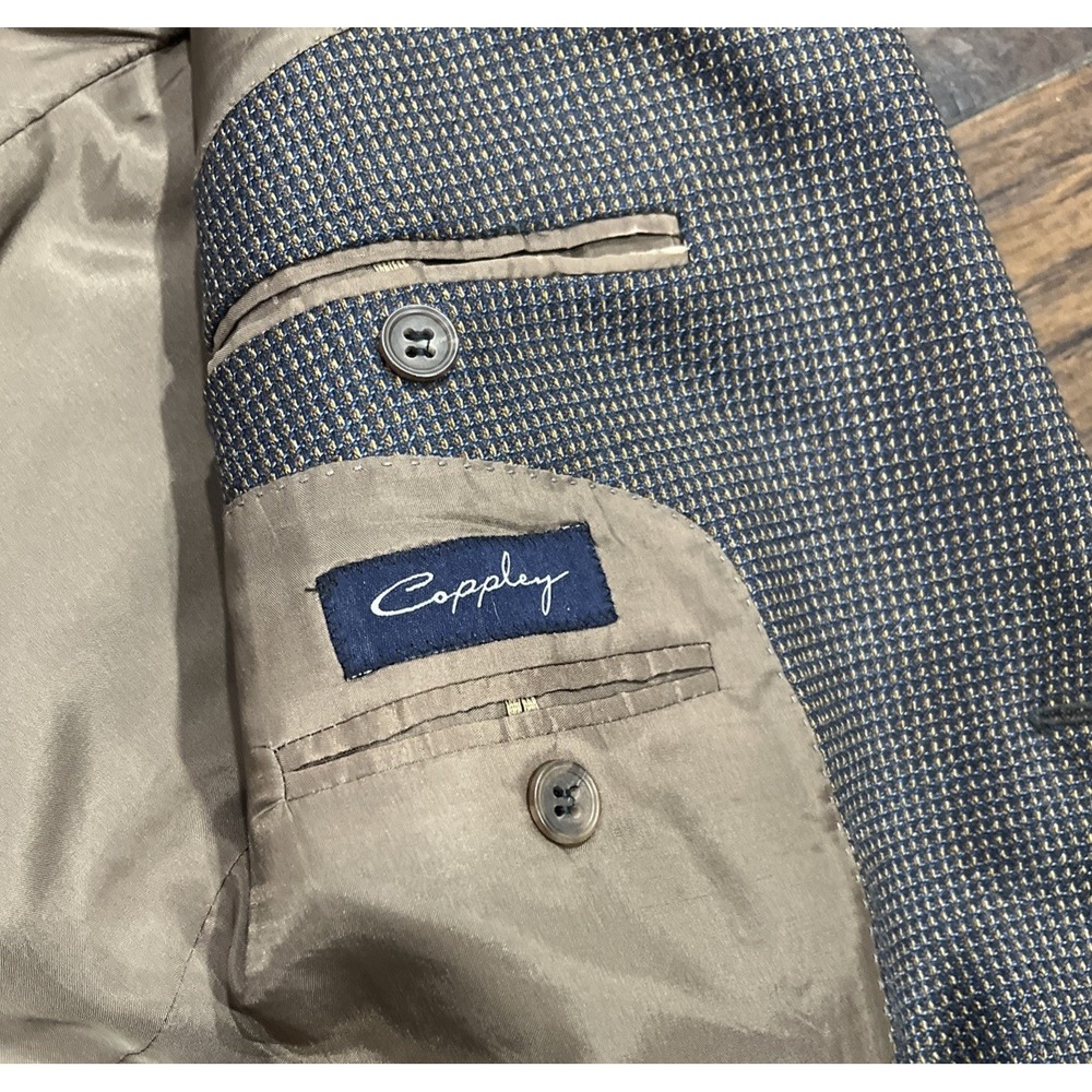Coppley Mens 44R Blazer / Sport Coat Micro-Check 100% Wool High End Design - Picture 2 of 9
